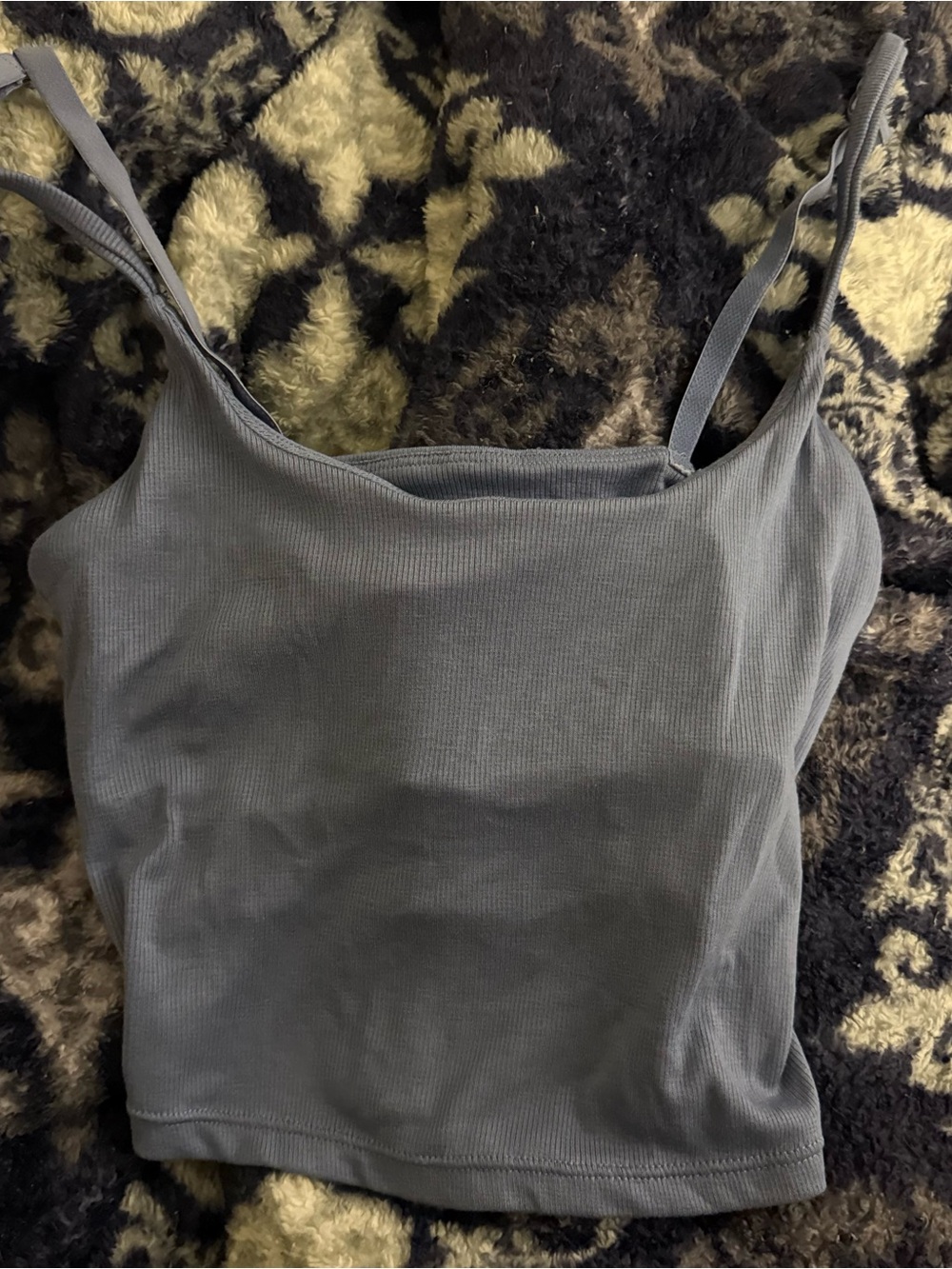 Women's Ribbed cropped double lined Tank Top - blue